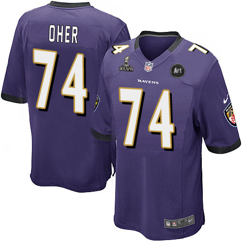 Nike Ravens 74 Oher purple Game 2013 Super Bowl XLVII and Art Jerseys