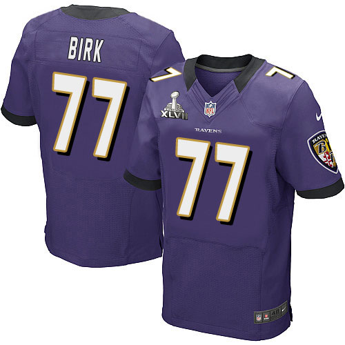 Nike Ravens 77 Matt Birk Purple Elite 2013 Super Bowl XLVII Jersey