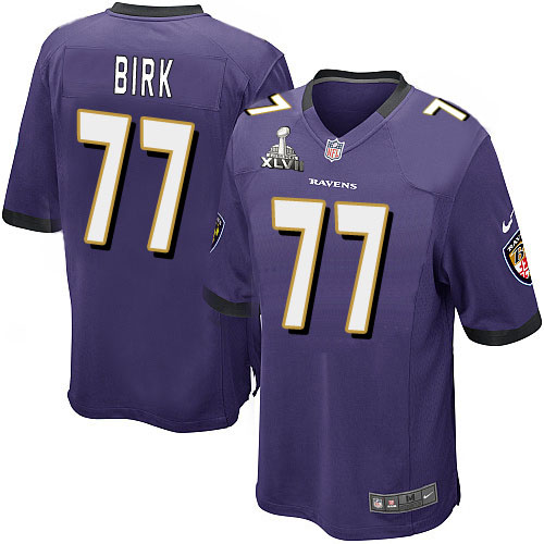 Nike Ravens 77 Matt Birk Purple Game 2013 Super Bowl XLVII Jersey