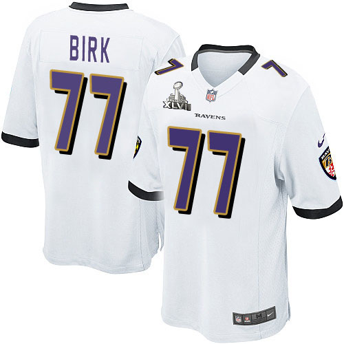 Nike Ravens 77 Matt Birk White Game 2013 Super Bowl XLVII Jersey