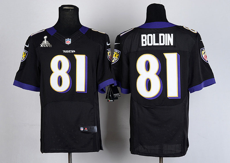 Nike Ravens 81 Boldin Black Elite 2013 Super Bowl XLVII Jersey