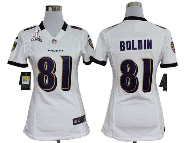 Nike Ravens 81 Boldin White Women Game 2013 Super Bowl XLVII Jersey