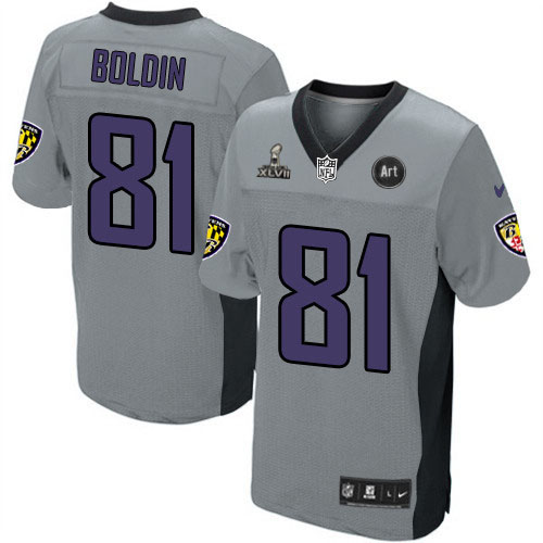 Nike Ravens 81 Boldin grey Elite 2013 Super Bowl XLVII and Art Jerseys