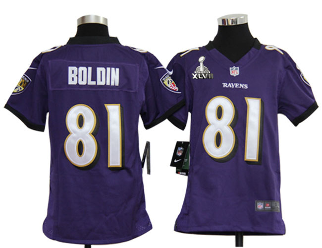Nike Ravens 81 Boldin purple game youth 2013 Super Bowl XLVII Jersey
