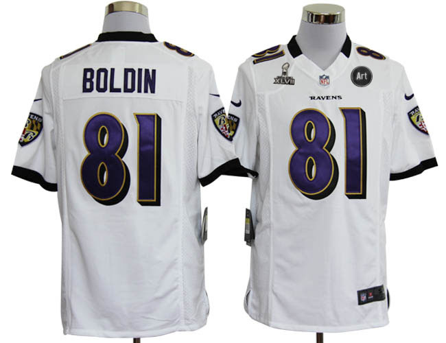 Nike Ravens 81 Boldon white Game 2013 Super Bowl XLVII and Art Jerseys
