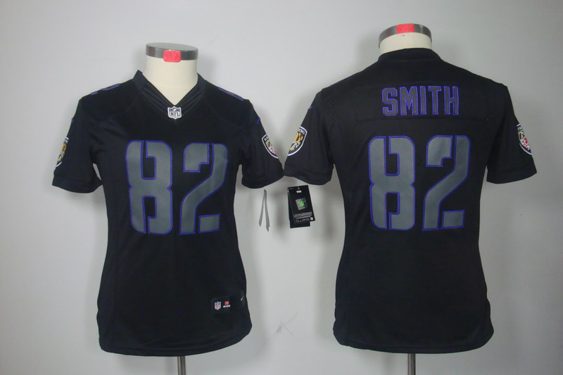 Nike Ravens 82 Smith Black Impact Women Limited Jersey
