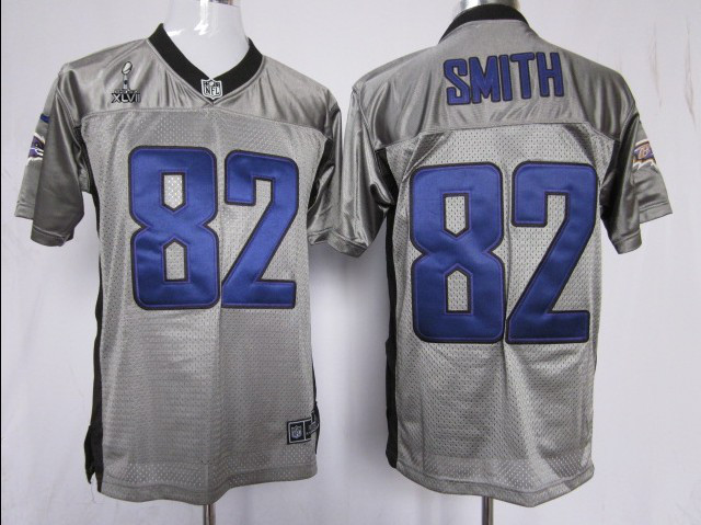 Nike Ravens 82 Smith Grey Elite 2013 Super Bowl XLVII Jerseys