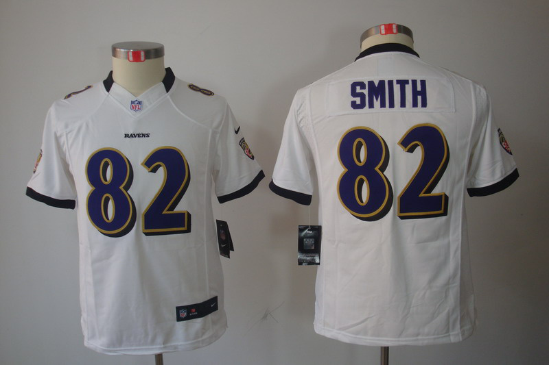 Nike Ravens 82 Smith White Kids Limited Jerseys