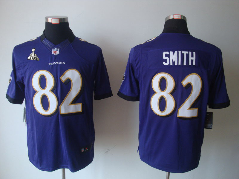 Nike Ravens 82 Smith purple limited 2013 Super Bowl XLVII Jersey