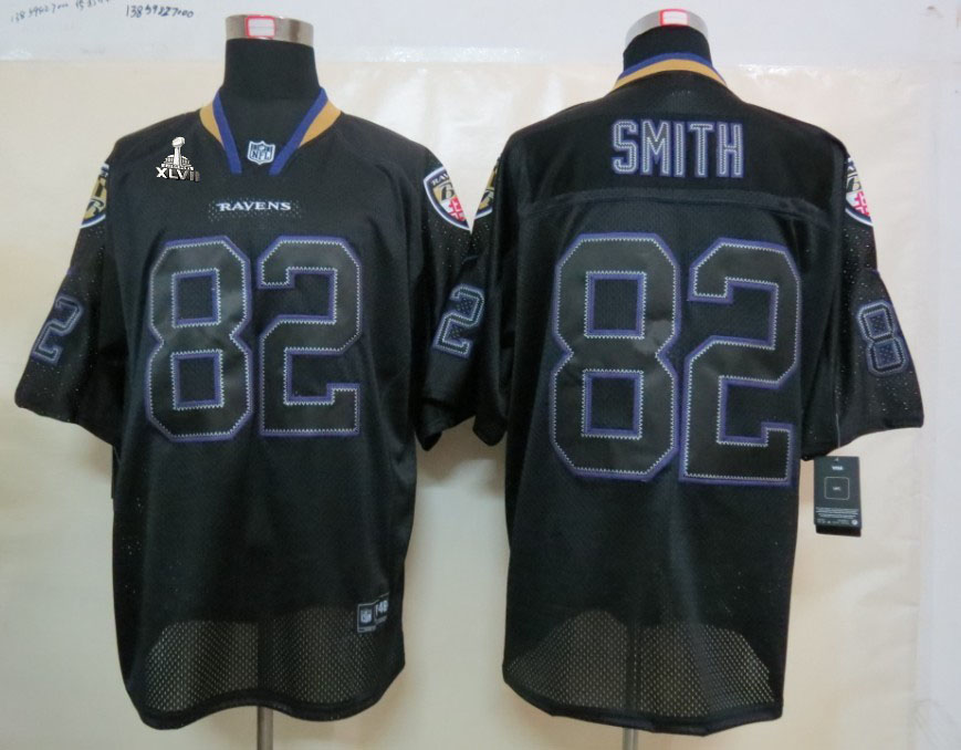 Nike Ravens 82 Torrey Smith Black Shadow Elite 2013 Super Bowl XLVII Jersey