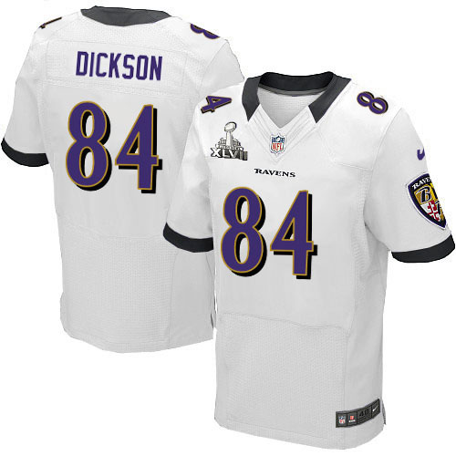 Nike Ravens 84 Dickson white Elite 2013 Super Bowl XLVII Jersey