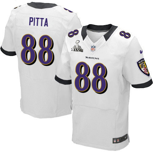 Nike Ravens 88 Pitta white Elite 2013 Super Bowl XLVII Jersey