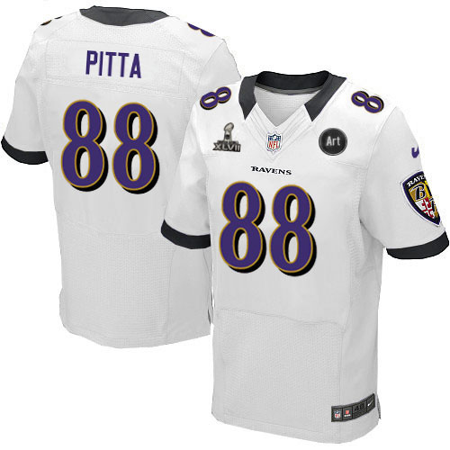 Nike Ravens 88 Pitta white Elite 2013 Super Bowl XLVII and Art Jerseys