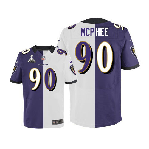 Nike Ravens 90 Pernell McPhee Purple&White Split Elite 2013 Super Bowl XLVII Jersey