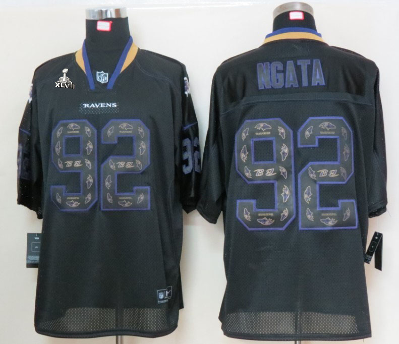 Nike Ravens 92 Haloti Ngata Lights Out Black Elite 2013 Super Bowl XLVII Jersey