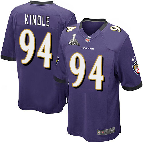 Nike Ravens 94 Sergio Kindle Purple Game 2013 Super Bowl XLVII Jersey