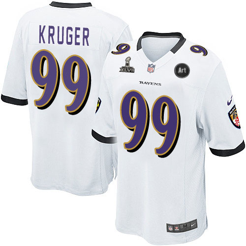 Nike Ravens 99 Kruger white Game 2013 Super Bowl XLVII and Art Jerseys
