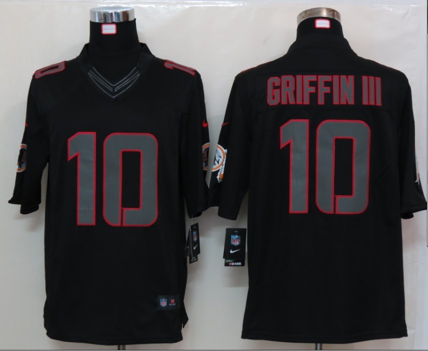 Nike Redskins 10 Griffin III Black Impact Limited Jerseys