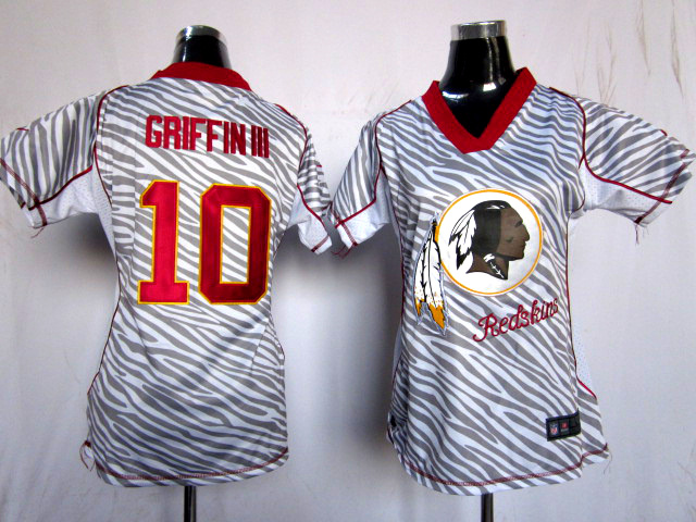 Nike Redskins 10 GriffinIII Women Zebra Jerseys
