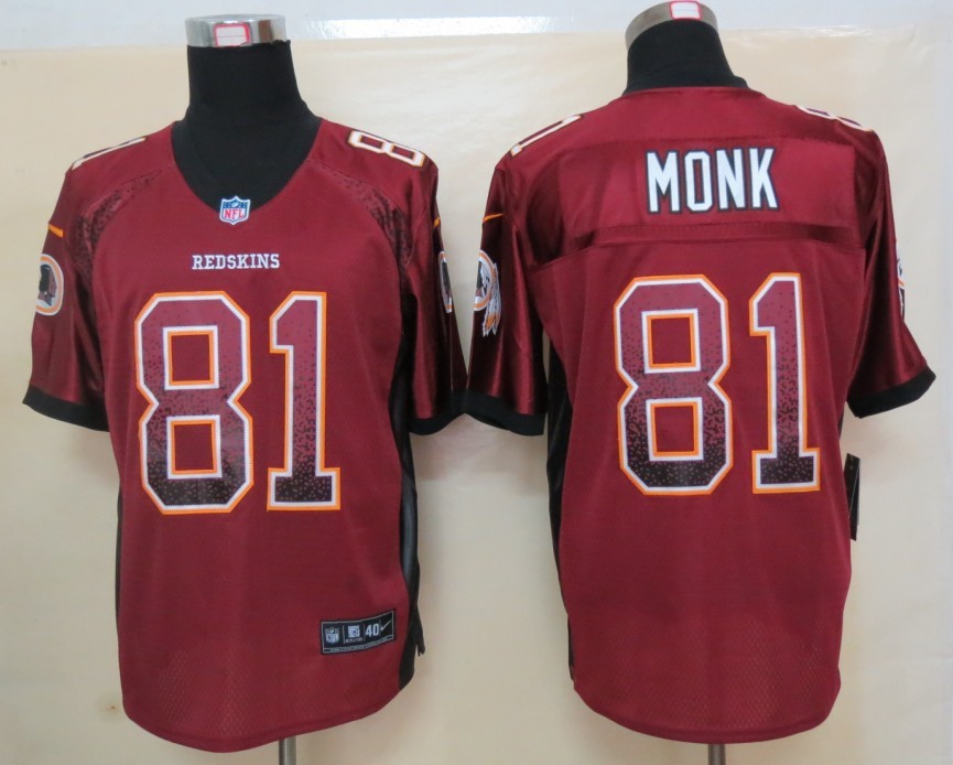 Nike Redskins 81 Monk Burgundy Red Elite Drift Jersey