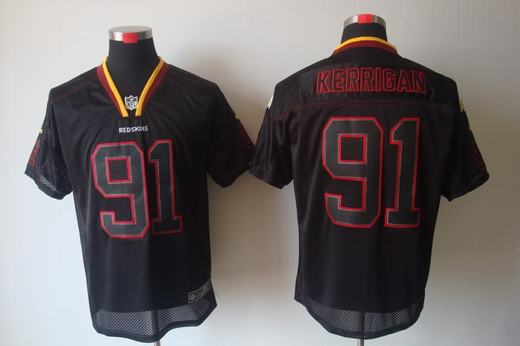 Nike Redskins 91 Kerrigan Lights Out Black Elite Jerseys