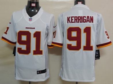Nike Redskins 91 Kerrigan White Limited Jerseys