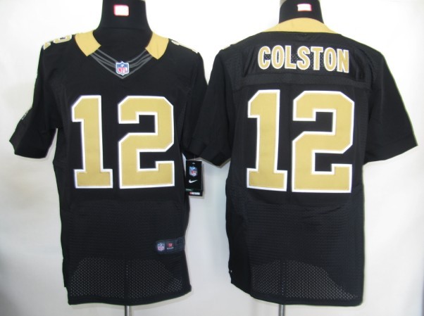 Nike Saints 12 Colston Black Elite Jerseys