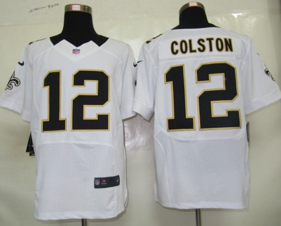 Nike Saints 12 Marques Colston White Elite Jersey