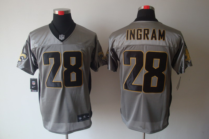 Nike Saints 28 Ingram Grey Elite Jerseys