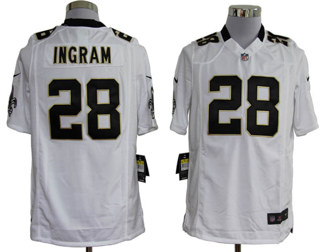 Nike Saints 28 Ingram white game jerseys
