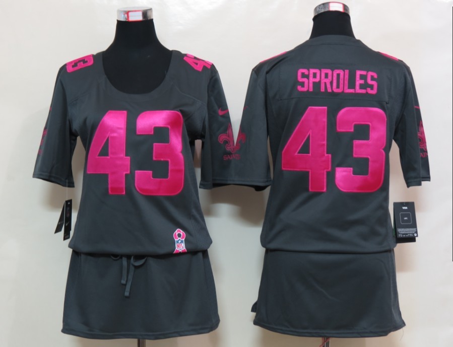 Nike Saints 43 Sproles Elite breast Cancer Awareness Dark Grey Women Jerseys