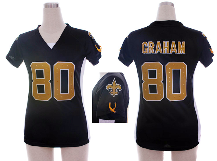 Nike Saints 80 Graham Black Women Draft Him II Top Jerseys