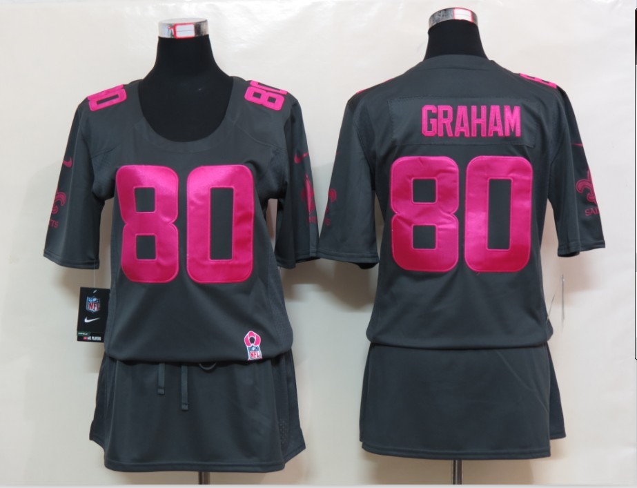 Nike Saints 80 Graham Elite breast Cancer Awareness Dark Grey Women Jerseys