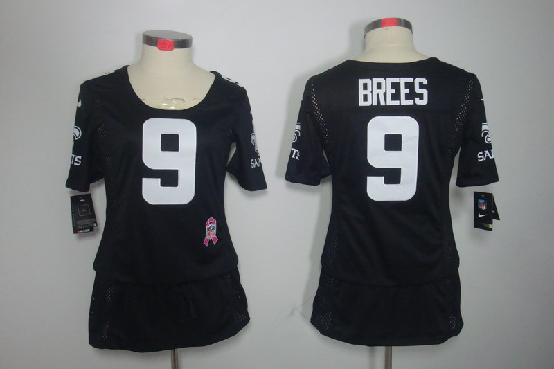 Nike Saints 9 Brees Black Women Elite Skirts