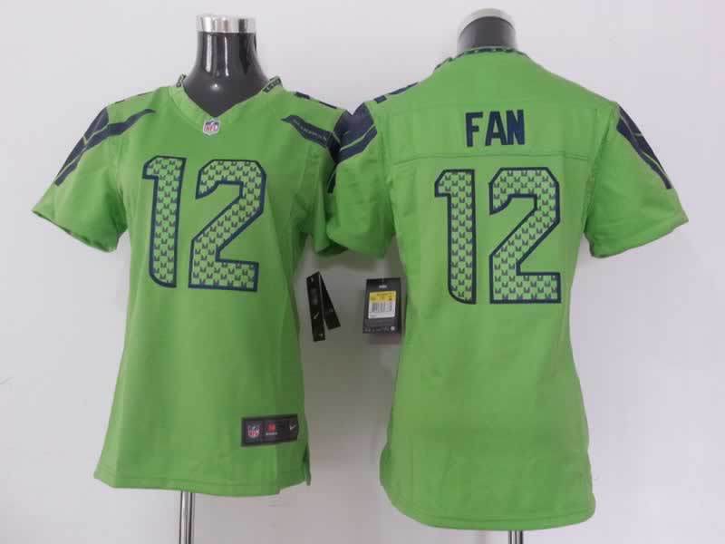 Nike Seahawks 12 Fan Green Women Game Jerseys