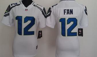 Nike Seahawks 12 Fan White Women Game Jerseys