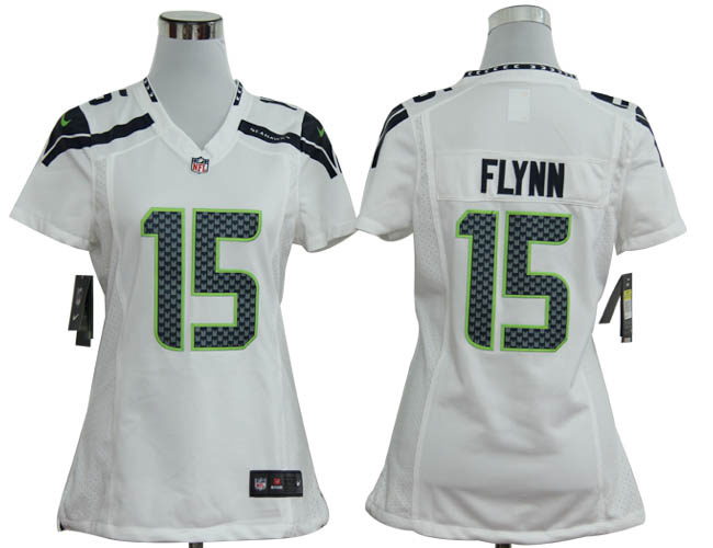 Nike Seahawks 15 FLYNN White Women Jerseys