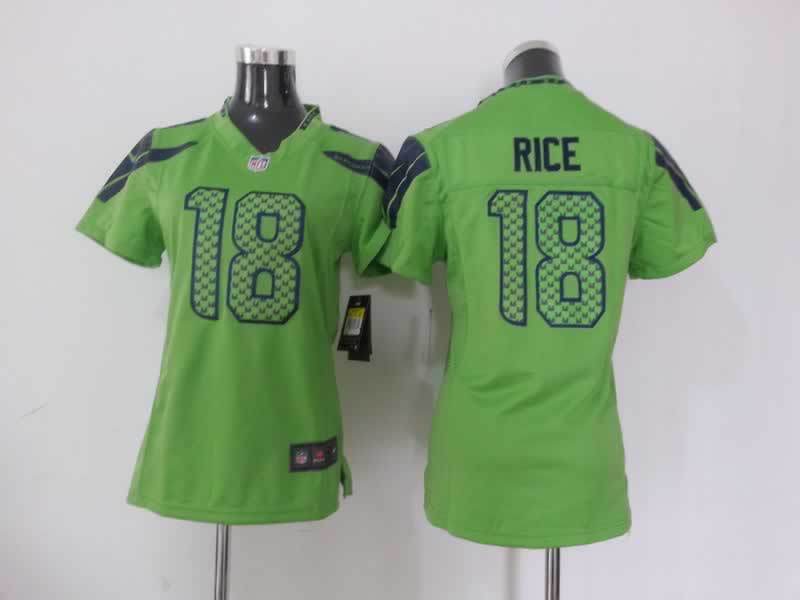 Nike Seahawks 18 Rice Green Women Game Jerseys