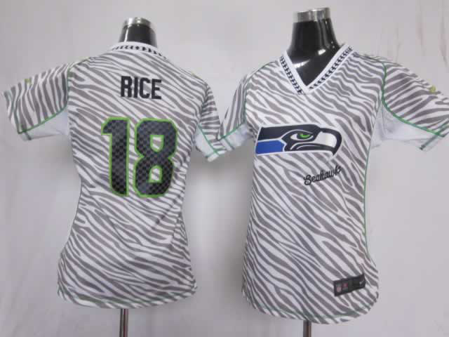 Nike Seahawks 18 Rice Women Zebra Jerseys