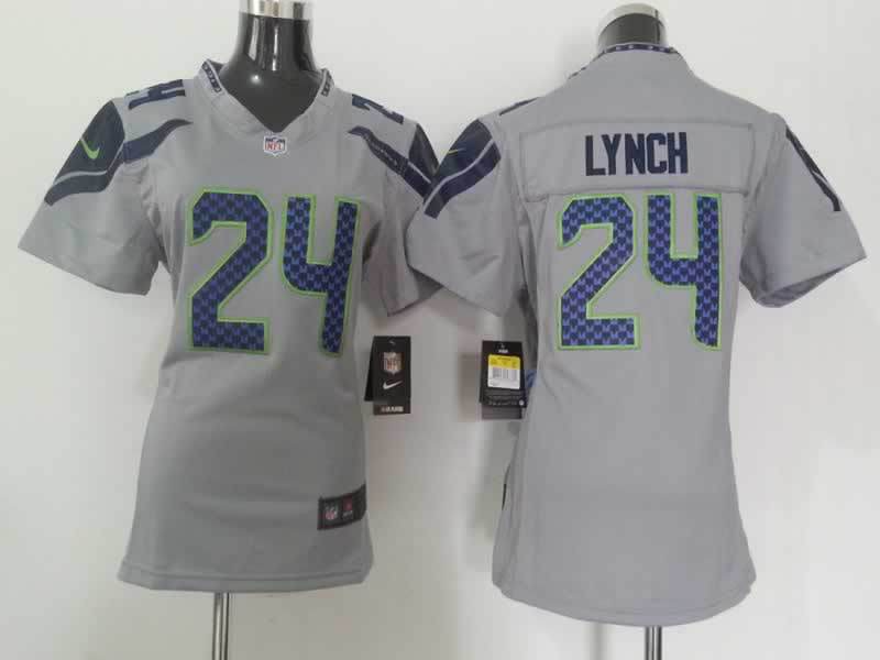 Nike Seahawks 24 Lynch Grey Women Game Jerseys