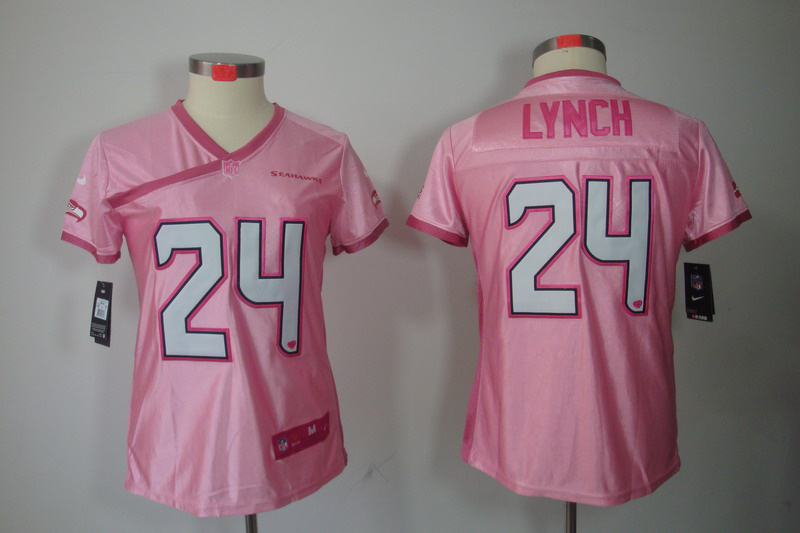 Nike Seahawks 24 Lynch Pink Love's Women Jerseys