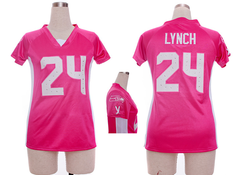 Nike Seahawks 24 Lynch Pink Women Draft Him II Top Jerseys