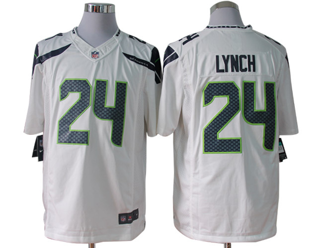 Nike Seahawks 24 Lynch White Limited Jerseys