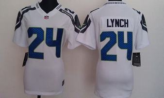 Nike Seahawks 24 Lynch White Women Game Jerseys