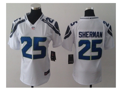 Nike Seahawks 25 Sherman White Women Game Jerseys
