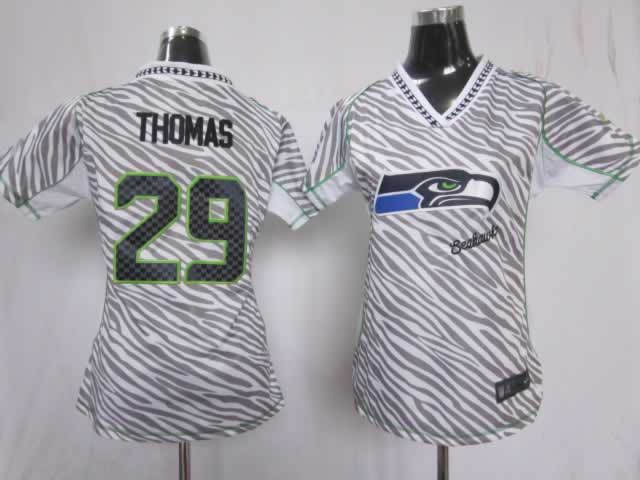 Nike Seahawks 29 Thomas Women Zebra Jerseys