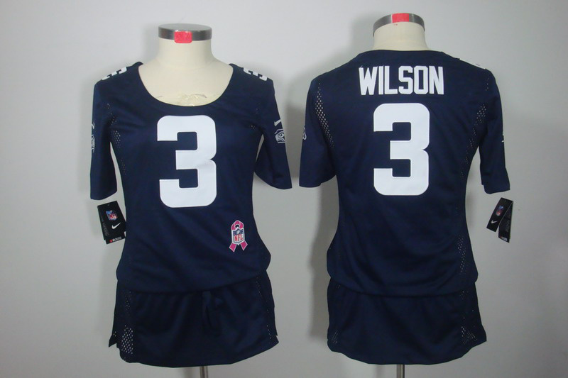 Nike Seahawks 3 Wilson Blue Women Elite Skirts