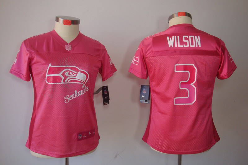 Nike Seahawks 3 Wilson Pink Fem Fan Women Elite Jerseys