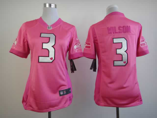 Nike Seahawks 3 Wilson Pink Love's Women Jerseys
