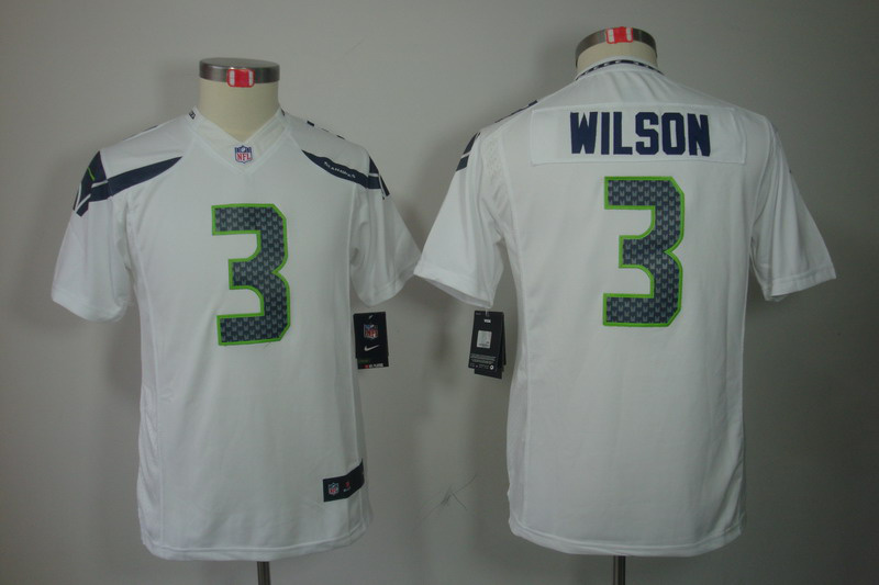 Nike Seahawks 3 Wilson White Kids Limited Jerseys